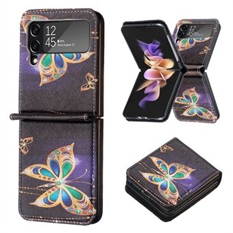 BF patroondruk lederen serie-1 voor Samsung Galaxy Z Flip4 5G PU lederen patroon bedrukte telefoonhoes harde pc anti-val beschermhoes