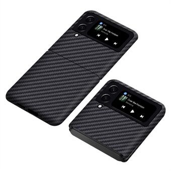 Voor Samsung Galaxy Z Flip4 5G Carbon Fiber Textuur Aramide Fiber Back Case Anti-drop Ultra Slim Phone Cover