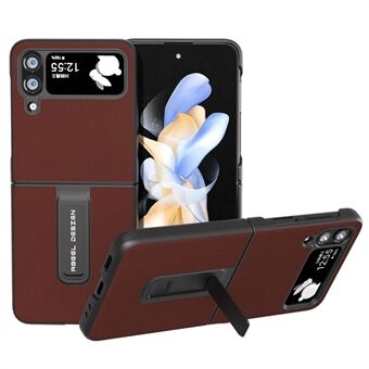 ABEEL voor Samsung Galaxy Z Flip4 5G rundleer gecoate pc slanke telefoonhoes standaard schokbestendige hoes