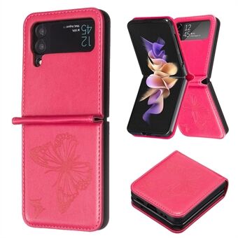 Voor Samsung Galaxy Z Flip4 5G bedrukte vlinder telefoonhoes PU leer + PC Slim Fit Cover