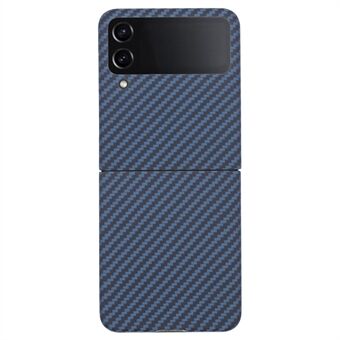 Voor Samsung Galaxy Z Flip4 5G telefoonhoesje 1500D grove textuur koolstofvezel textuur Aramid Fiber Shell (groot achterlensgat) - Blauw