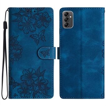 Voor Samsung Galaxy A14 5G Hoesje Sakura Vlinder Afdruk Antikras PU Leren Telefoonhoes