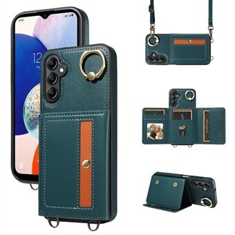 007 Voor Samsung Galaxy A14 4G / 5G Crossbody Hoesje Kaarthouder Lederen Splicing Telefoonhoesje