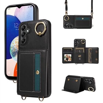 007 voor Samsung Galaxy A14 4G / 5G Crossbody Hoes Kaartenhouder Lederen Telefoonhoesje