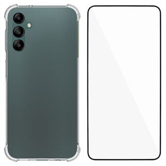 WANLONFENG WL-serie voor Samsung Galaxy A14 4G / 5G Hoes 2,0mm Transparante TPU Hoes met Gehard Glas Folie (Groot Lensgat)