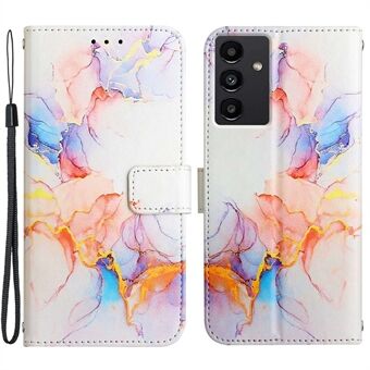 Patroondruk leer Series-5 voor Samsung Galaxy A14 5G Goed beschermde portemonnee telefoonhoes Marmeren patroon PU lederen Stand flip cover met polsband