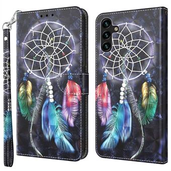 Voor Samsung Galaxy A14 5G Stijlvol 3D-patroon Afdrukken PU-leer Schokbestendig Stand Case Anti- Scratch Telefoon Portemonnee Cover met polsband