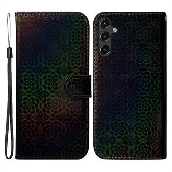 Voor Samsung Galaxy A14 5G Dazzling Flower Pattern Stand Wallet Case PU-leer Volledige bescherming Telefoonhoes met riem