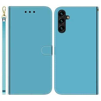 Voor Samsung Galaxy A14 5G PU-leer Spiegelachtig oppervlak Valbestendig hoesje Magnetische sluiting Stand Portemonneehoes met riem