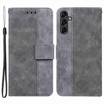 Voor Samsung Galaxy A14 5G Geometriepatroon Bedrukt Portemonnee Stand Telefoonhoesje PU-leer + TPU-hoes met riem