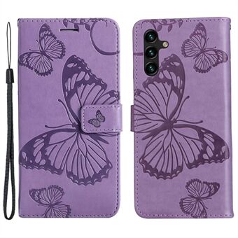 KT Imprinting Flower Series-2 voor Samsung Galaxy A14 5G Anti- Scratch PU lederen telefoonhoes Bedrukt vlinderpatroon Magnetische sluiting Stand portemonnee hoesje