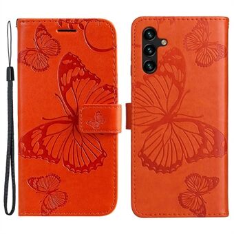 KT Imprinting Flower Series-2 voor Samsung Galaxy A14 5G Anti- Scratch PU lederen telefoonhoes Bedrukt vlinderpatroon Magnetische sluiting Stand portemonnee hoesje