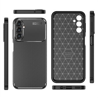 Voor Samsung Galaxy A14 5G / 4G koolstofvezel textuur TPU telefoon achterkant valbestendig anti- Scratch cover - zwart