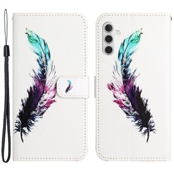 Voor Samsung Galaxy A14 5G / A14 4G Cross Textuur PU Lederen Telefoon Cover 3D Patroon Afdrukken Stand Portemonnee Schokbestendig Hoesje