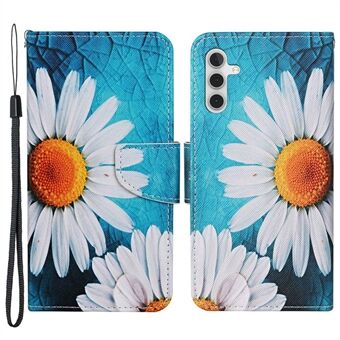 Voor Samsung Galaxy A14 5G Cross Texture PU lederen flip Stand case patroon afdrukken magnetische sluiting folio portemonnee telefoonhoes met riem