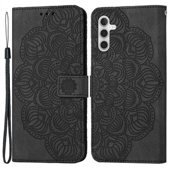 Voor Samsung Galaxy A14 5G Portemonneehoes Bedrukt Mandala Bloem PU-leer Zacht TPU Folio Flip Cover met riem