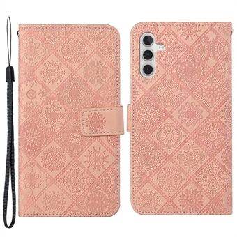 Voor Samsung Galaxy A14 5G Anti- Scratch Etnische Stijl Bloem Bedrukt Case PU Leer + TPU Stand Portemonnee Mobiele Telefoon Cover