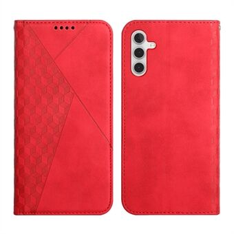 Voor Samsung Galaxy A14 5G Bedrukt Rhombus Skin-touch lederen tas Magnetische automatisch geabsorbeerde telefoonhoes met portemonnee- Stand