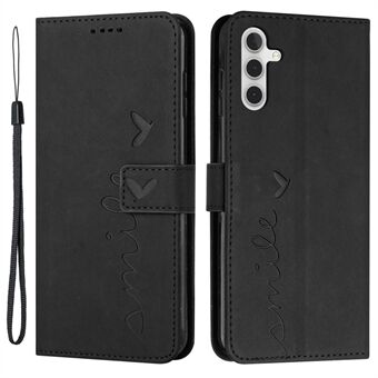 Skin-touch PU-lederen mobiele telefoonhoes voor Samsung Galaxy A14 5G, hartvormige opdruk telefoonhoes met flip- Stand portemonnee