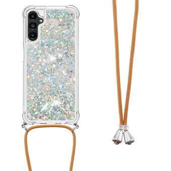 YB Quicksand Series-4 voor Samsung Galaxy A14 5G Clear Sparkle Moving Quicksand Case Zachte TPU Beschermende Telefoonhoes met Lanyard