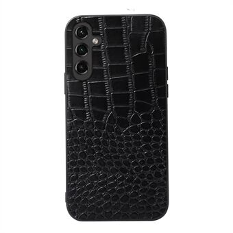 Voor Samsung Galaxy A14 5G Krokodil Textuur Telefoon Case Schokabsorberende Echt Leer Gecoat PC + TPU Cover