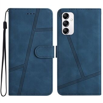 Voor Samsung Galaxy A14 5G Skin-touch Gevoel Lijnen Bedrukte Telefoon Beschermhoes Vintage PU Lederen Flip Stand Portemonnee Cover