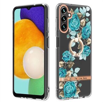 YB IMD-12-serie voor Samsung Galaxy A14 5G Galvaniseren Zacht TPU Hoesje Ring Bloemenpatroon IML IMD Beschermende telefoonhoes