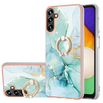 Voor Samsung Galaxy A14 5G YB IMD Series-10 Ring Kickstand IMD Marmer Patroon Telefoon Case Anti- Scratch galvaniseren TPU Cover