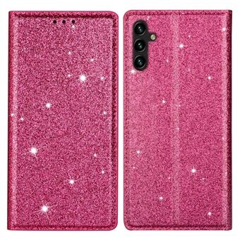 Voor Samsung Galaxy A14 5G Glitter Bling PU Leer Magnetische Auto-geabsorbeerde Case Kaarthouder Stand Slim Flip telefoon Cover