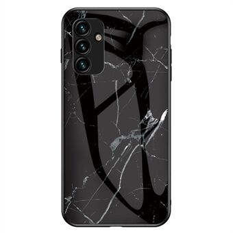 Voor Samsung Galaxy A14 5G Marmeren Patroon Afdrukken Telefoonhoesje Gehard Glas + PC + TPU Schokbestendige Cover