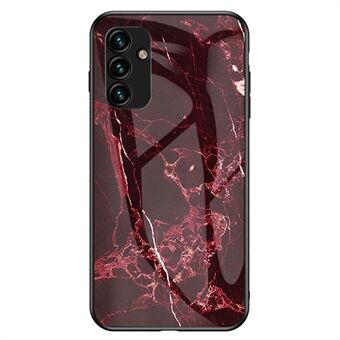 Voor Samsung Galaxy A14 5G Marmeren Patroon Afdrukken Telefoonhoesje Gehard Glas + PC + TPU Schokbestendige Cover