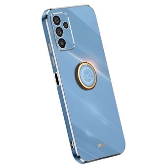 XINLI Voor Samsung Galaxy A14 5G Precieze Lens Uitsparing Ring Kickstand Telefoon Case Galvaniseren Gouden Edge Zachte TPU Cover