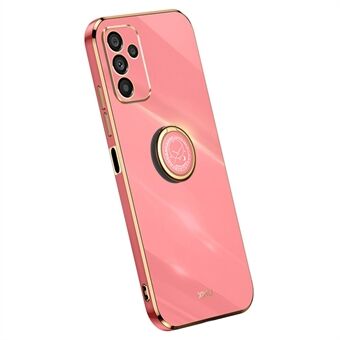 XINLI Voor Samsung Galaxy A14 5G Precieze Lens Uitsparing Ring Kickstand Telefoon Case Galvaniseren Gouden Edge Zachte TPU Cover