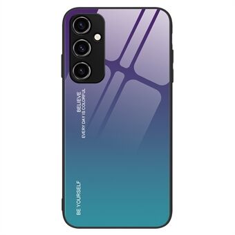 Voor Samsung Galaxy A14 5G Achterkant van gehard glas Kleurverloop Harde pc + TPU-frame Schokbestendig telefoonhoesje