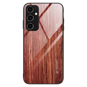 Voor Samsung Galaxy A14 5G Houten patroon gehard glas + TPU beschermhoes Anti- Scratch telefoonhoesje