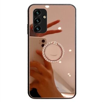 Voor Samsung Galaxy A14 5G Ring Kickstand TPU + PC Telefoon Cover Reflecterende Make-up Spiegelhoes