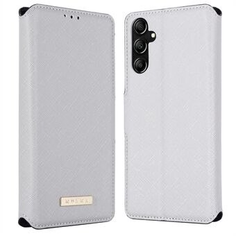 MUXMA MX115 voor Samsung Galaxy A14 4G / 5G PU lederen kruistextuurhoes Telefoonstandaard Stand cover