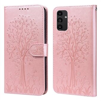 Portemonnee-telefoonhoesje voor Samsung Galaxy A14 5G, PU-lederen hertenboompatroon met Stand flip cover