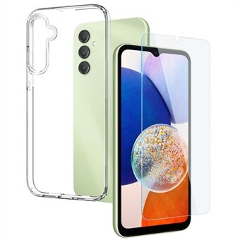 NORTHJO voor Samsung Galaxy A14 4G / 5G flexibele TPU telefoonbeschermer cover met gehard glasfilm - transparant