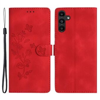 Voor Samsung Galaxy A14 5G bloem bedrukt telefoonhoesje lederen portemonnee flip Stand cover