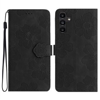 Voor Samsung Galaxy A14 5G bloemenpatroon schokbestendig telefoonhoesje PU lederen portemonnee hoes met Stand