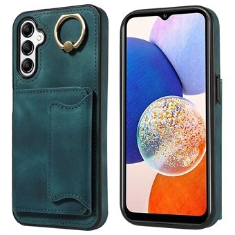 001 Voor Samsung Galaxy A14 5G / A14 4G Ring Kickstand Kaarthouder Cover Skin-touch PU Leer + TPU Telefoon Case