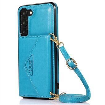 Voor Samsung Galaxy A14 5G / 4G Hoesje met Kaarthouder, Kickstand en PU-leer+TPU Schouderriem Cover