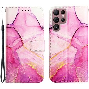 Patroondruk lederen serie-5 voor Samsung Galaxy S23 Ultra volledig ingepakt telefoonhoesje Marmerpatroon PU lederen Stand Flip Wallet Cover