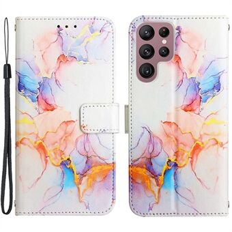 Patroondruk lederen serie-5 voor Samsung Galaxy S23 Ultra volledig omwikkeld telefoonhoesje Marmerpatroon PU lederen Stand Flip Wallet Cover