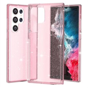 Glitterpoeder Smart Phone Case voor Samsung Galaxy S23 Ultra, Schokbestendig TPU Edge + PC Back Cover Ondersteuning voor draadloos opladen