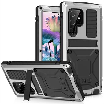 Voor Samsung Galaxy S23 Ultra Shockproof Phone Case TPU + Metal Hybrid Phone Back Cover Kickstand