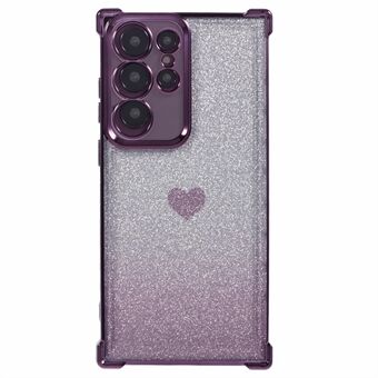 Voor de Samsung Galaxy S23 Ultra hoesje Gradient Glitter Heart Electroplating TPU Telefoonhoesje