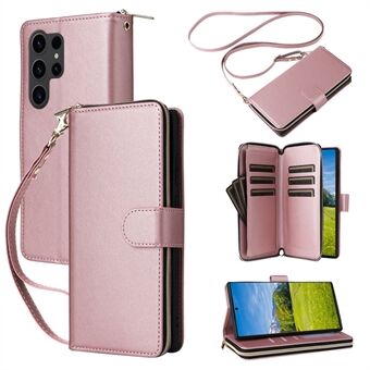 R20 voor Samsung Galaxy S23 Ultra Hoes Rits PU Leren Telefoonhoesje met Bandjes