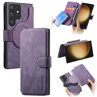 CASENEO MW-03 Voor Samsung Galaxy S23 Ultra Leren Hoes Wallet Stand Afneembare 2-in-1 Cover